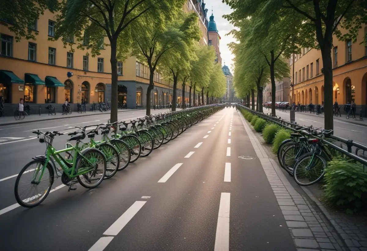 Grön våg för cyklister i Stockholm – enklare att cykla illustration